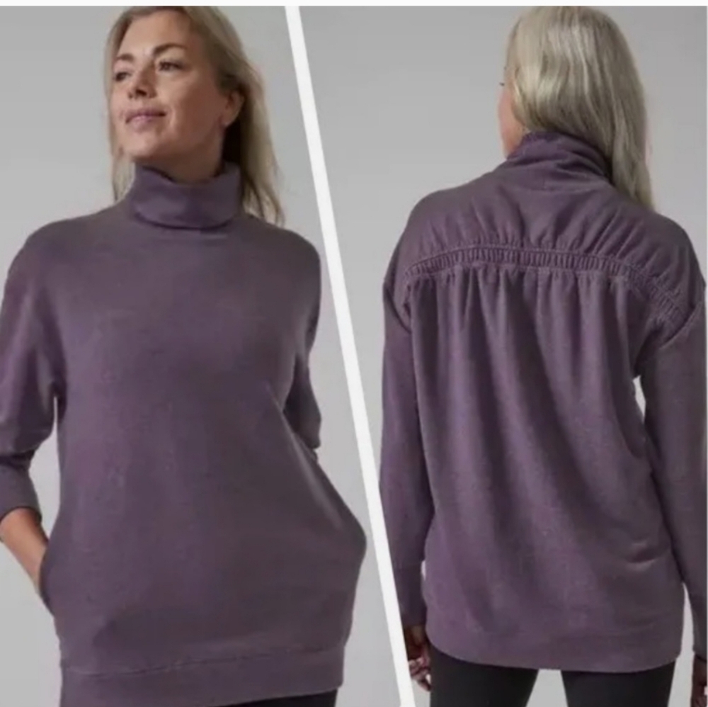 ATHLETA Balance Cinch Turtleneck Sweatshirt Women’s Size Xxs  Crocus Violet EUC